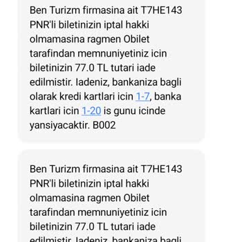 1400 TL’lik Biletler İçin Sadece 77 TL İade Edildi Mağduriyet Yaşıyorum