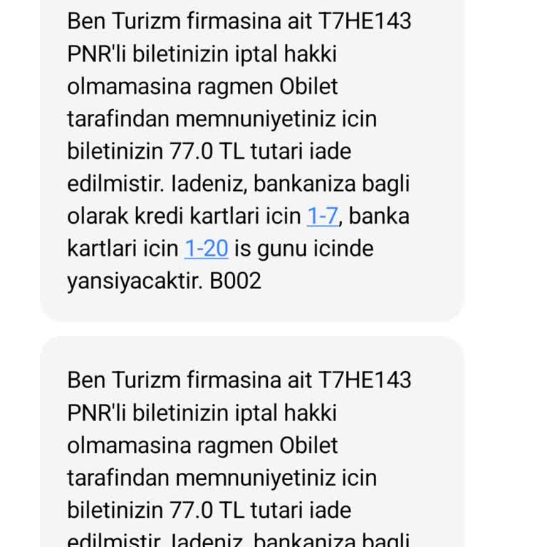 1400 TL’lik Biletler İçin Sadece 77 TL İade Edildi Mağduriyet Yaşıyorum