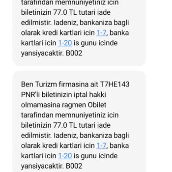 Bilet İptalinde Yetersiz İade Ve Sorumluluk Alınmıyor