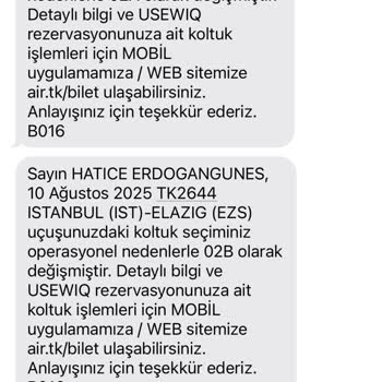 Ücretini Ödediğim Koltuklar Son Anda Değiştirildi Küçük Çocuğumla Mağdur Oldum