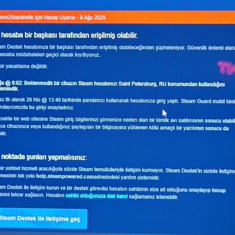 Steam Hesabıma İzinsiz Giriş Sonrası Erişimim Engellendi