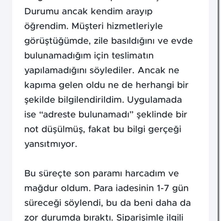 Bilgi Verilmeden İptal Edilen Sipariş Ve Mağduriyet