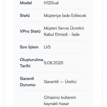 Garanti Kapsamındaki Süpürgeye Yüksek Onarım Ücreti Ve Kullanıcı Hatası İddiası