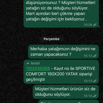 Yatak Değişimi Sürecinde Teslimat Gecikmesi Ve Mağduriyet