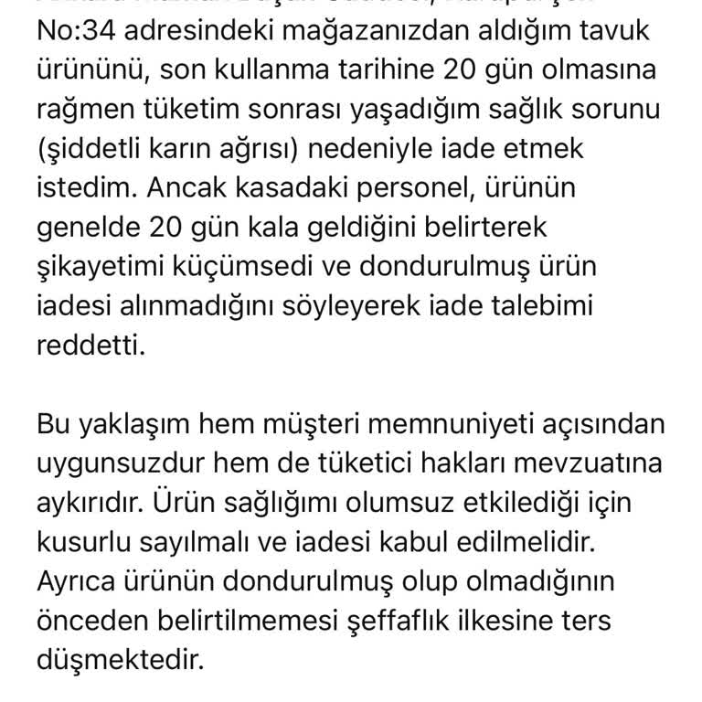 BİM’den Alınan Üründen Sonra Yaşanan Sağlık Sorunu Ve Çalışanların Olumsuz Tavrı