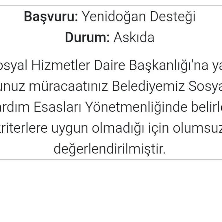 İstanbul Büyükşehir Belediyesi Yeni Doğan Destek Paketi Başvurum Haksızca Reddedildi
