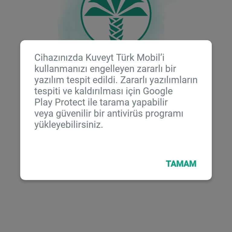 Mobil Uygulamada Zararlı Yazılım Uyarısı Nedeniyle Giriş Yapılamıyor