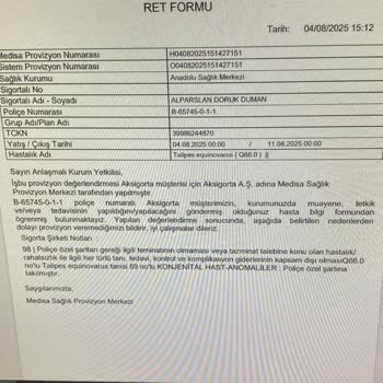 Aksigorta Oğlumun Ameliyatı İçin Provizyonu Haksız Yere Reddetti