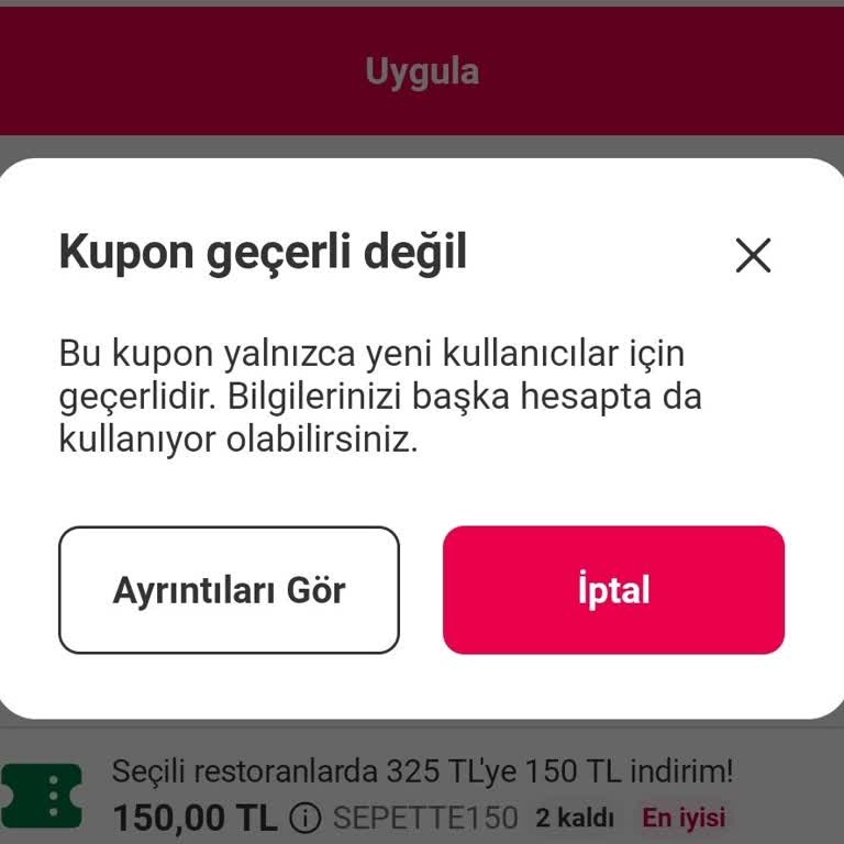 Kupon Kullanımında Hesap Değişikliği Sonrası Hata Ve Çözüm Talebi