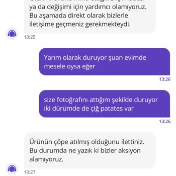 Getir Yemek Siparişimde Çiğ Patates Sorunu Ve İade Talebim Karşılanmadı