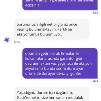 Getir Yemek Siparişimde Çiğ Patates Sorunu Ve İade Talebim Karşılanmadı
