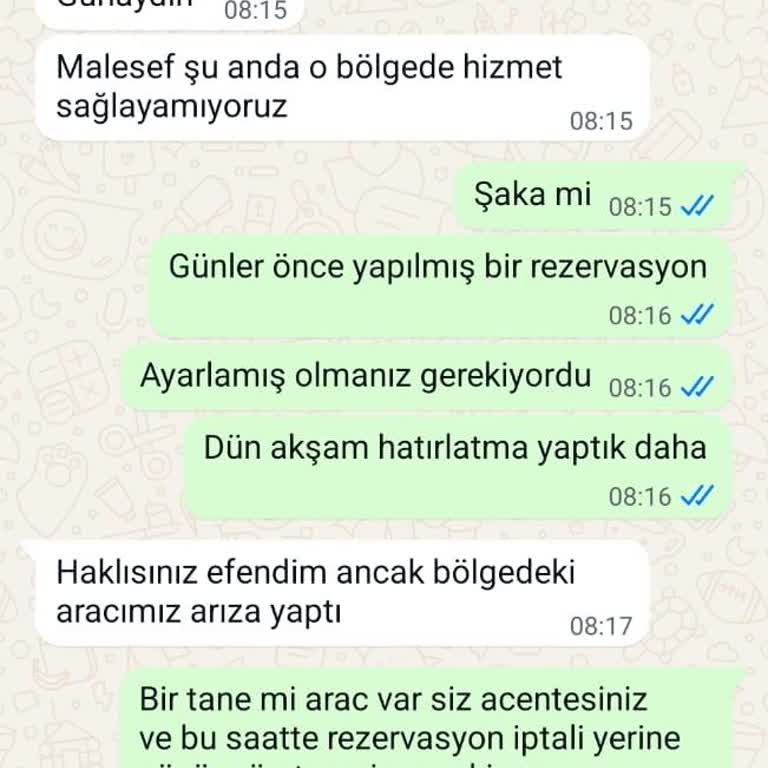 Transfer Rezervasyonunun Son Anda İptal Edilmesiyle Yaşanan Mağduriyet