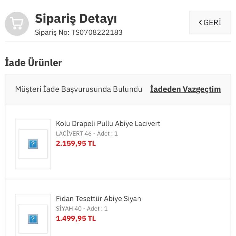 Giyzamila Abiye Siparişimde Yırtık Ürün Ve İade Sorunu Yaşadım