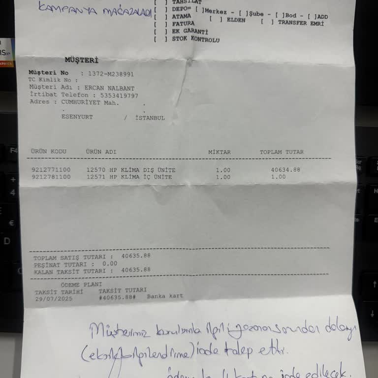 Klimada Satış Ve Montajda İlgisizlik, Fatura Ve İade Sorunu