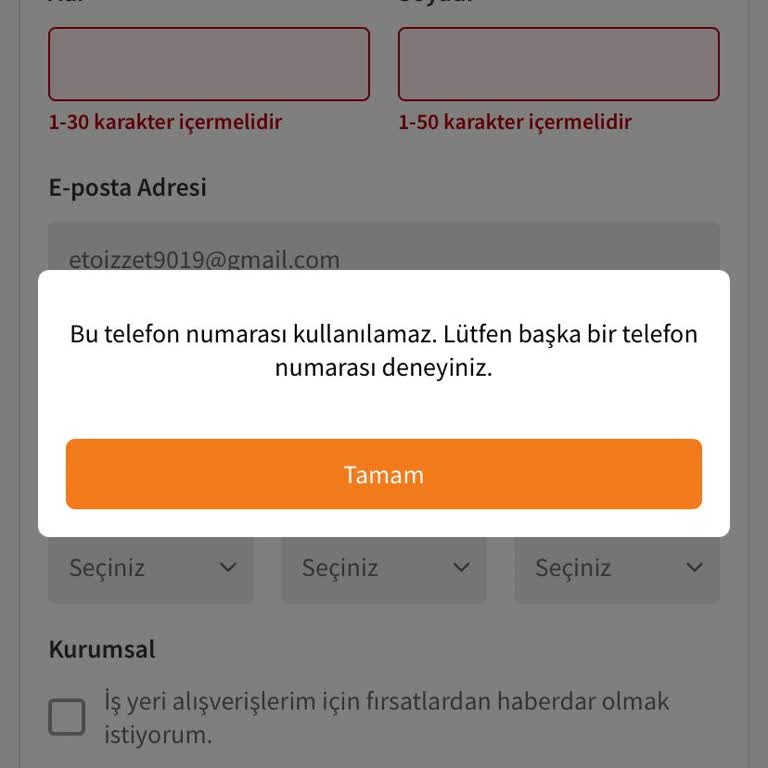 Telefon Numaramı Güncelleyemiyorum, Destek Alamıyorum
