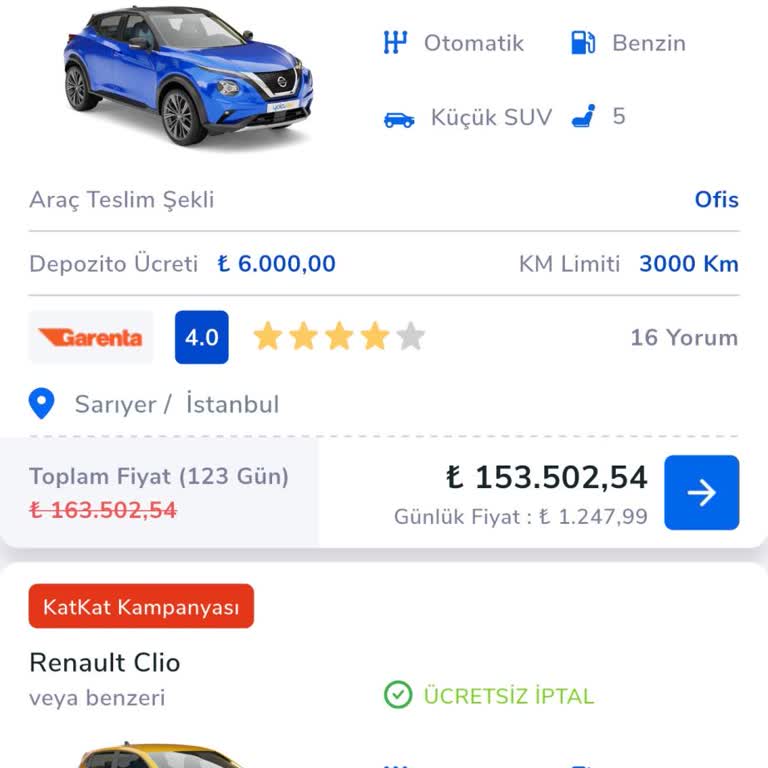 Garentapro Araç Kiralama Fiyat Farkı Ve Mağduriyetin Giderilmemesi