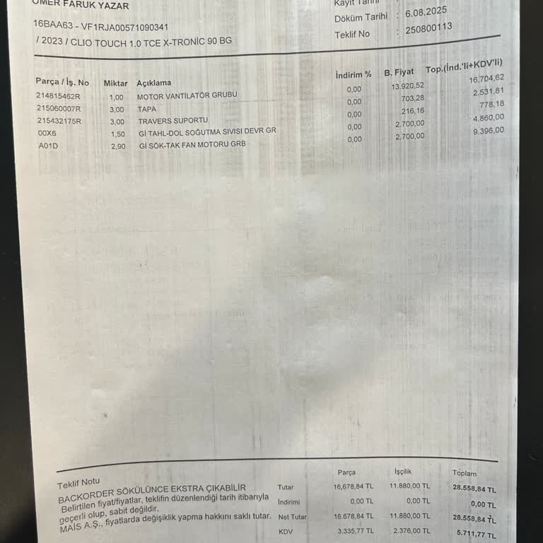 Garanti Kapsamındaki Aracım İçin Yetkili Servis Benden Ücret Talep Etti
