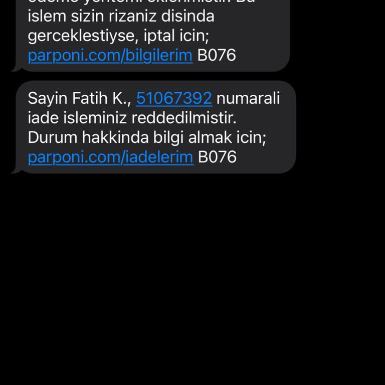 Bilgim Dışında Parponi'den Gelen SMS Ve Güvenlik Endişesi