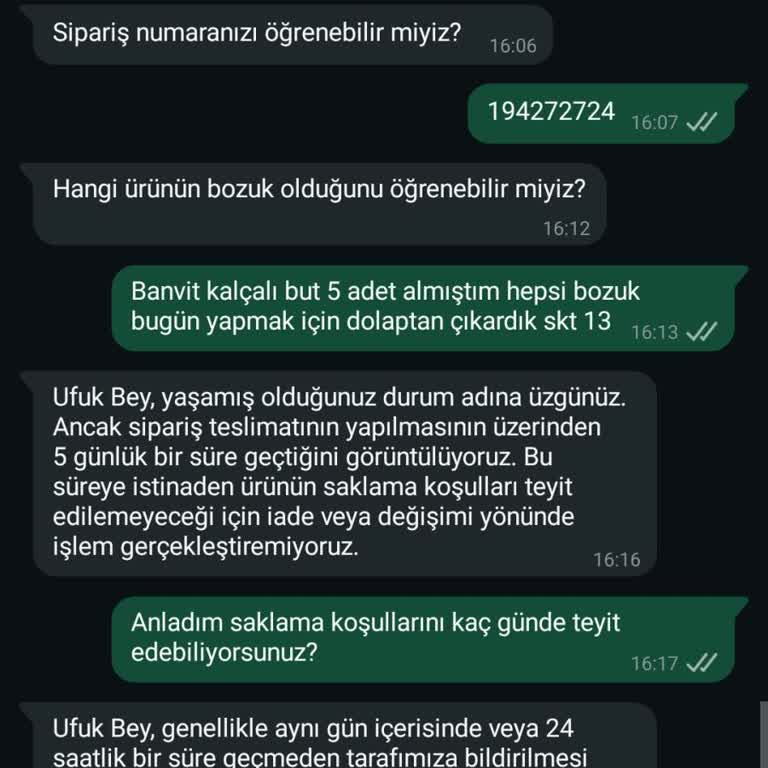 Son Kullanma Tarihi Geçmemiş Tavuk Bozuk Çıktı, İade Talebim Reddedildi