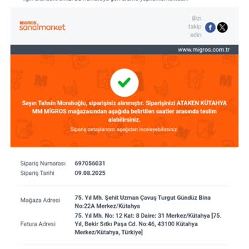 Migros Gel Al Siparişim Onayım Olmadan İptal Edildi, Sürekli Mağdur Oluyorum