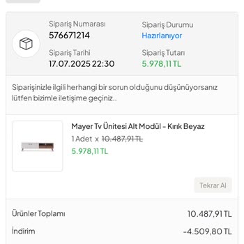 Sipariş Verilen TV Ünitesinin Teslimatı Bir Ayı Aştı, Müşteri Hizmetlerinden Net Bilgi Alınamıyor