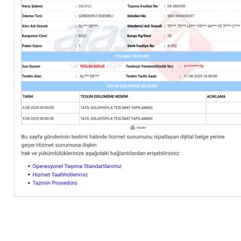Yanlış Kişiye Teslim Edilen Yüksek Değerli Kargo Ve Yetersiz Müşteri Hizmeti