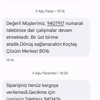 Koçtaş’tan Siparişim Gönderilmedi, Ücret İadem Yapılmadı!