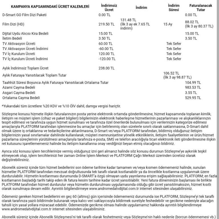 D-Smart Net Ve TV Hizmetinde Sürekli Arıza Ve Yüksek Cayma Bedeli Mağduriyeti