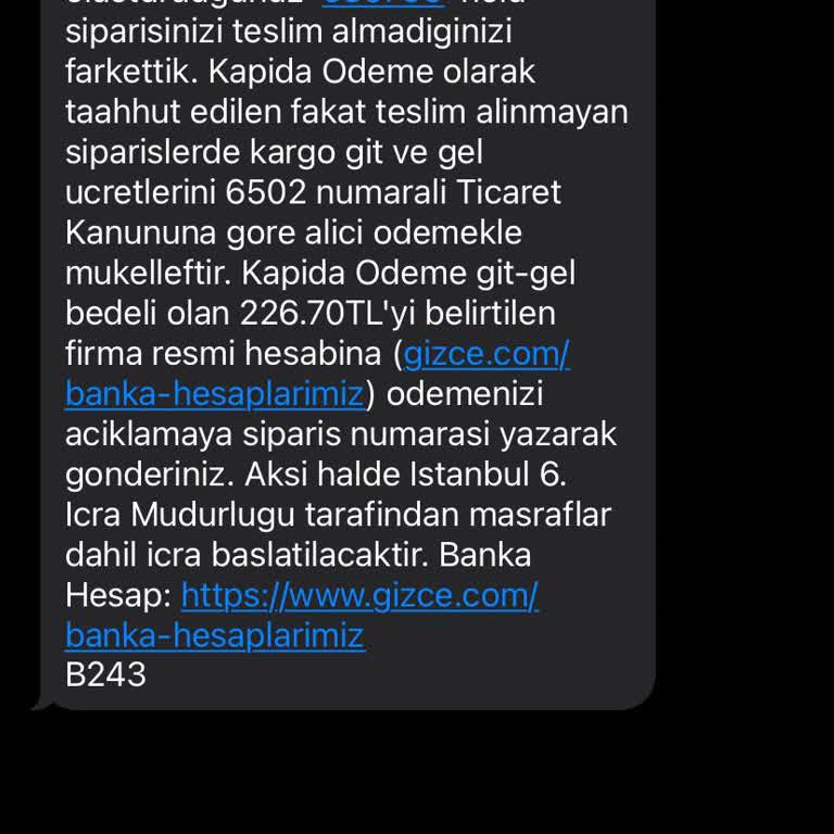 Gizce Adına Gelen Sahte İcra Tehdidi Mesajı Ve Güvenlik Endişesi