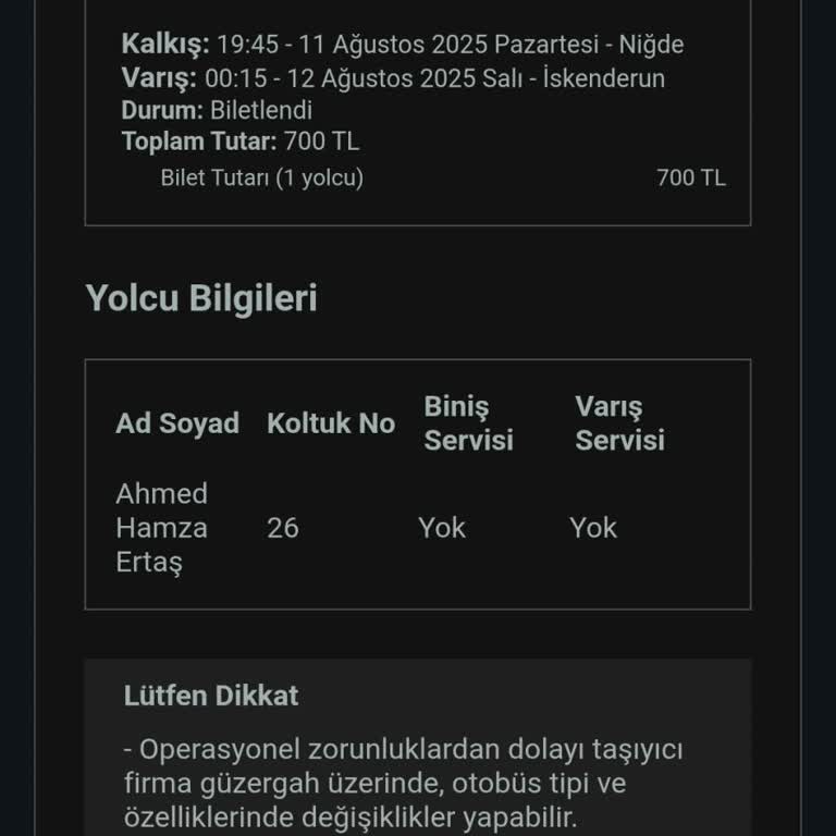 Otobüs Gelmedi, Biletim Yandı, Ücret İadesi Yapılmadı!