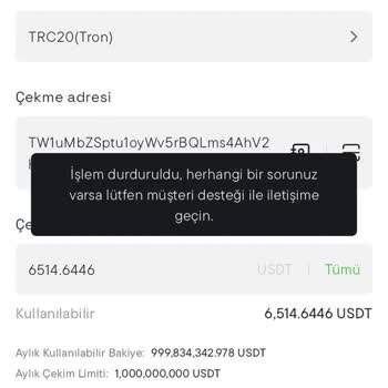 USDT Transferim Engellendi, Hesabım İncelemeye Alındı