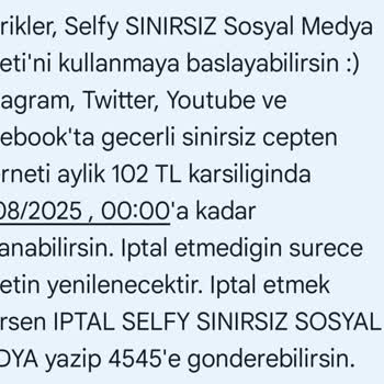 Sınırsız Sosyal Medya Paketi Kapsamında Youtube Kullanımında İnternet Paketimden Düşüm Yapılması