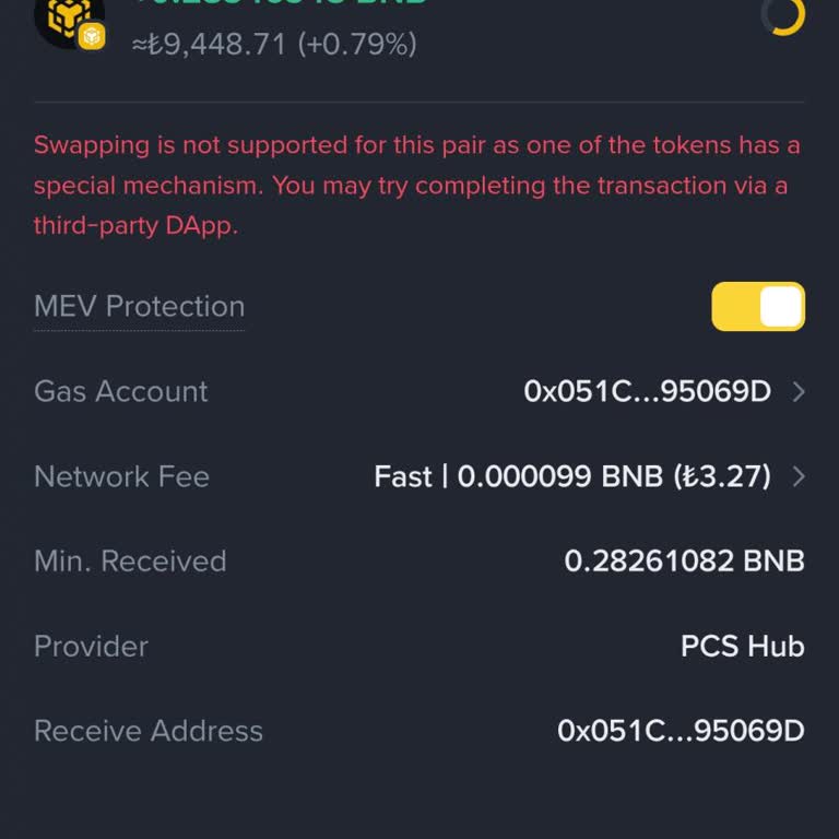 Binance Wallet'ta Swap İşlemi Sonrası Paramı Kullanamıyorum