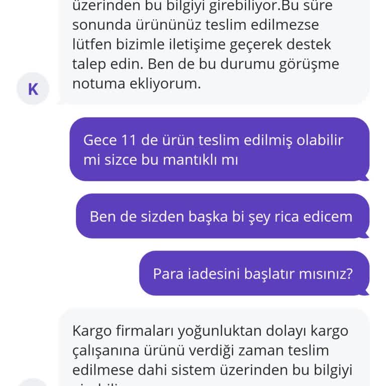 Teslim Edilmeyen Ürün İçin İade Talebim Var