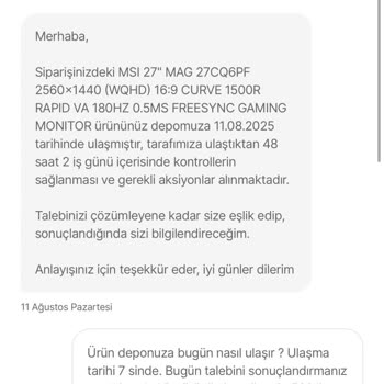 Monitör Değişim Sürecinde Belirsizlik Ve Müşteri Mağduriyeti Yaşadım
