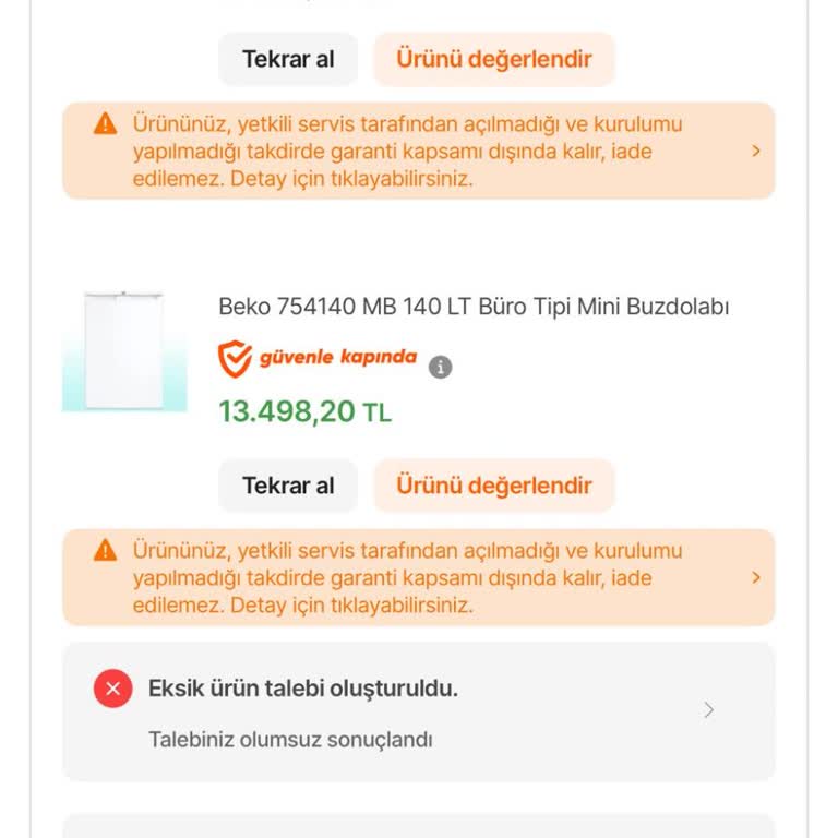Satın Aldığım Tezgah Altı Buzdolabı Teslim Edilmedi Ve Mağduriyetim Giderilmiyor