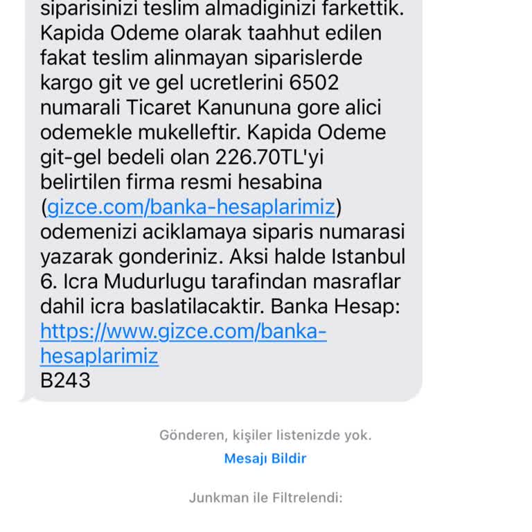 Teslim Alınmayan Sipariş İçin Ücret Tahsilatı Ve İletişim Sorunu