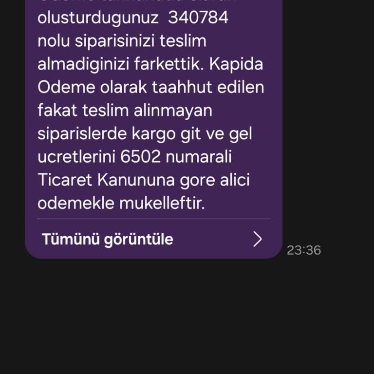 Bana Ait Olmayan Sipariş Ve İcra Tehdidiyle Gelen Mesaj Hakkında Güvenlik Endişesi