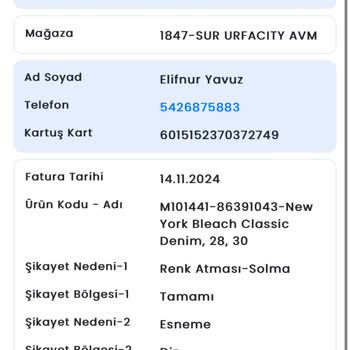 Kot Pantolonumun Renk Atması Sonrası Mağduriyetim Giderilmedi