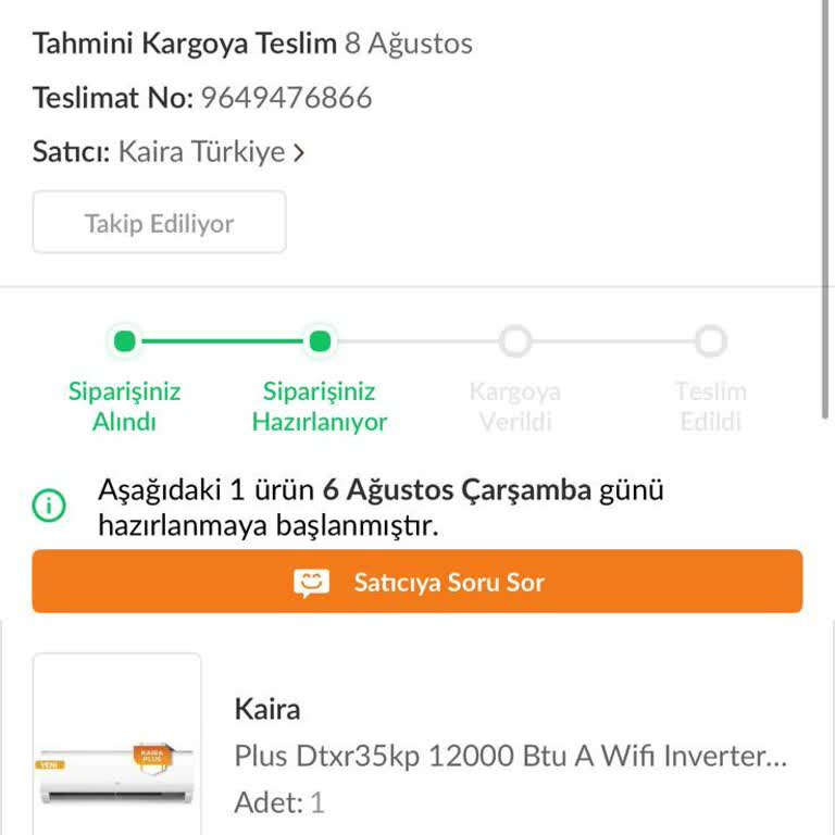 Satın Alınan Klimanın Teslim Edilmemesi Ve Müşteri Hizmetlerinden Dönüş Alınamaması