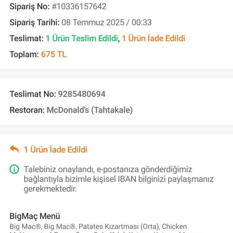 Geciken Sipariş Ve İade Ücretimin Hala Yatırılmaması