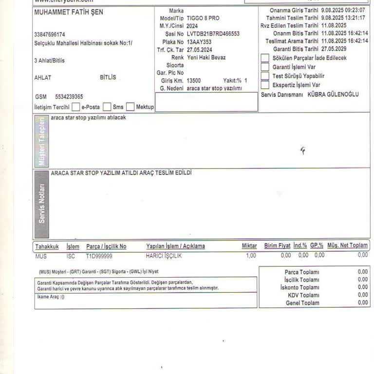 Chery Tiggo 8 Pro Start-Stop Sorunu 4 Aydır Çözülmüyor, Yazılım Güncellemesi Yapılmıyor