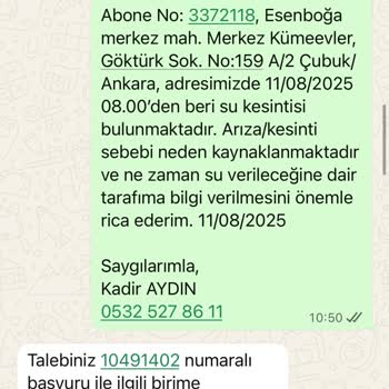 İki Gündür Devam Eden Su Kesintisi İçin Acil Müdahale Talebi