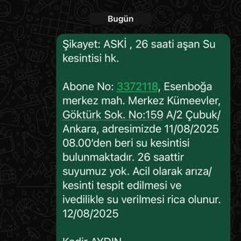 İki Gündür Devam Eden Su Kesintisi İçin Acil Müdahale Talebi