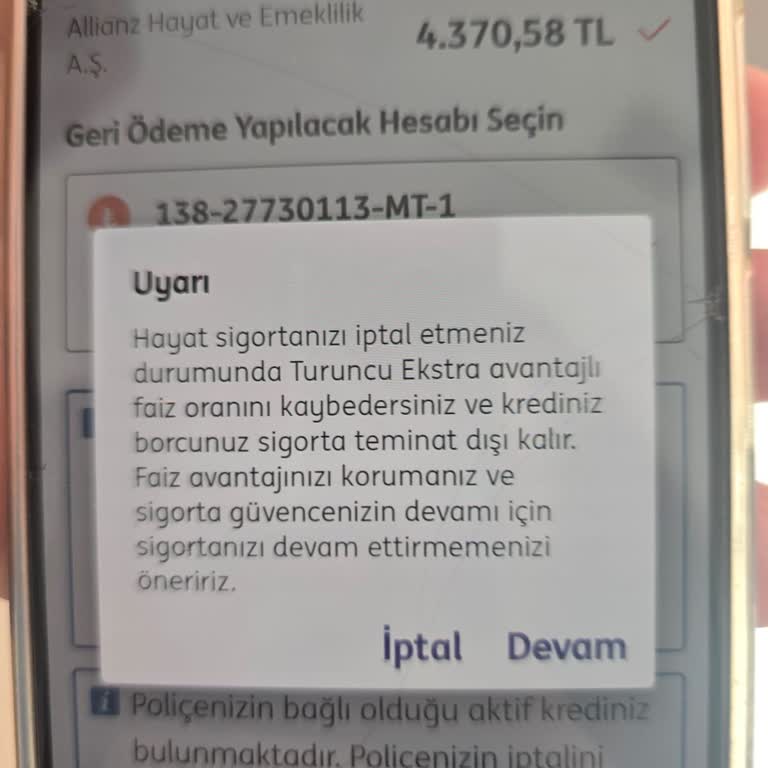 Hayat Sigortası İptali Ve Prim İadesi Talebim Sonuçsuz Kaldı