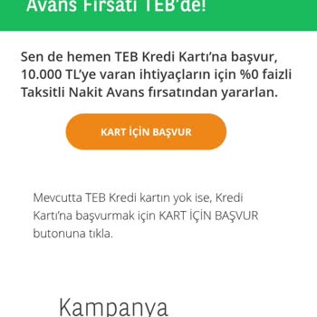 Kampanya Bildirimi Alınmasına Rağmen Kredi Kartı Nakit Avans Kampanyasından Faydalanamama Ve Müşteri Hizmetlerinden Destek Alamama