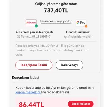 Aliexpress İade Ücreti Param Kartıma Yatmadı, Müşteri Hizmetleri Yardımcı Olmuyor