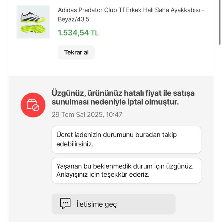 Trendyol'da Hatalı Fiyat Gerekçesiyle Bilgim Dışında Sipariş İptali