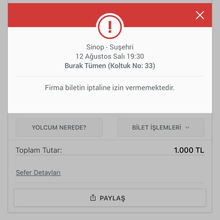 Bilet İptalinde Destek Alamama Ve Ücret İadesi Sorunu