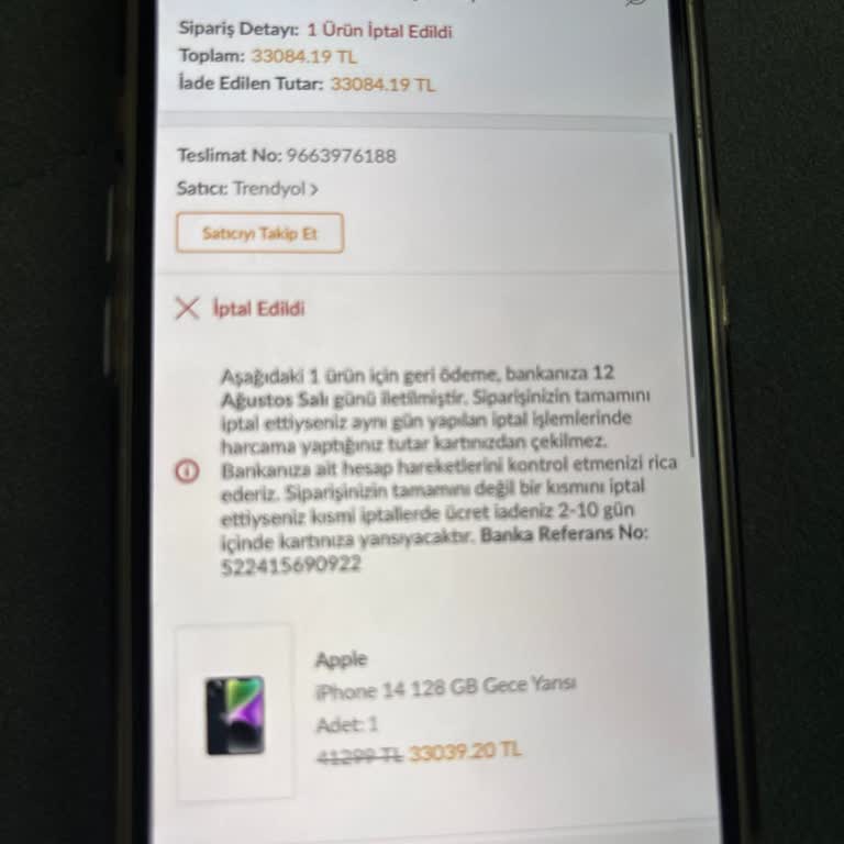 Siparişim Onaylandıktan Sonra Açıklama Yapılmadan İptal Edildi